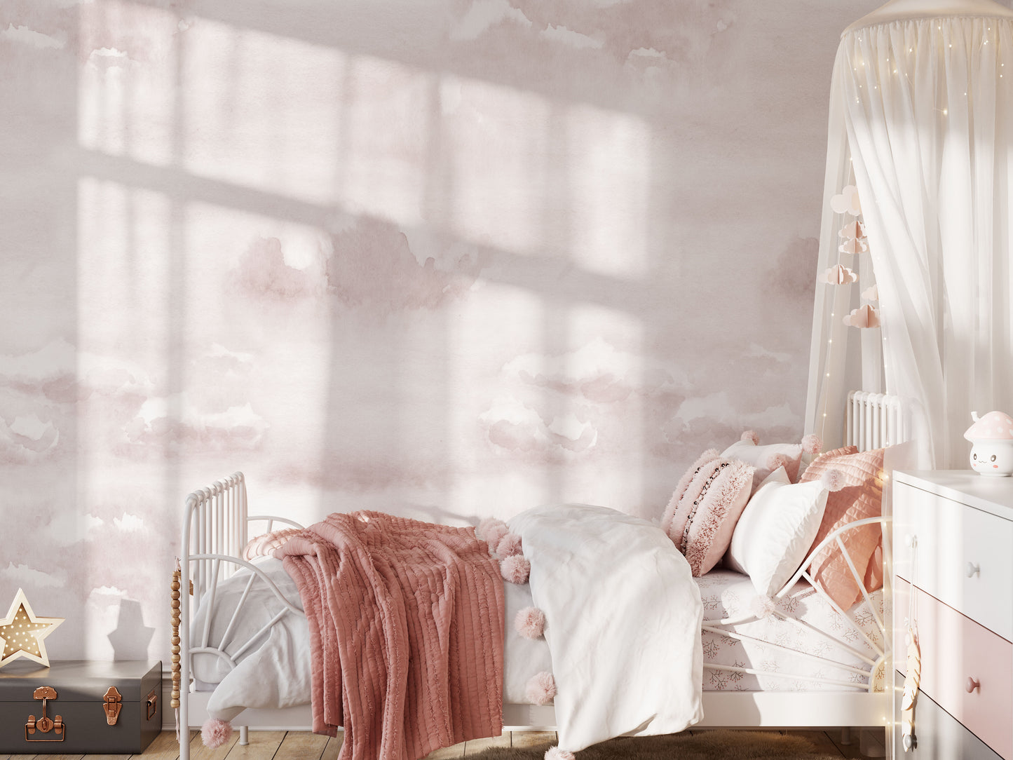 Pink Sky and Cloud Wallpaper - Wall Mural - Fable and Fawn