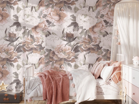 Peony Floral Wallpaper Mural - Wallpaper - Fable and Fawn