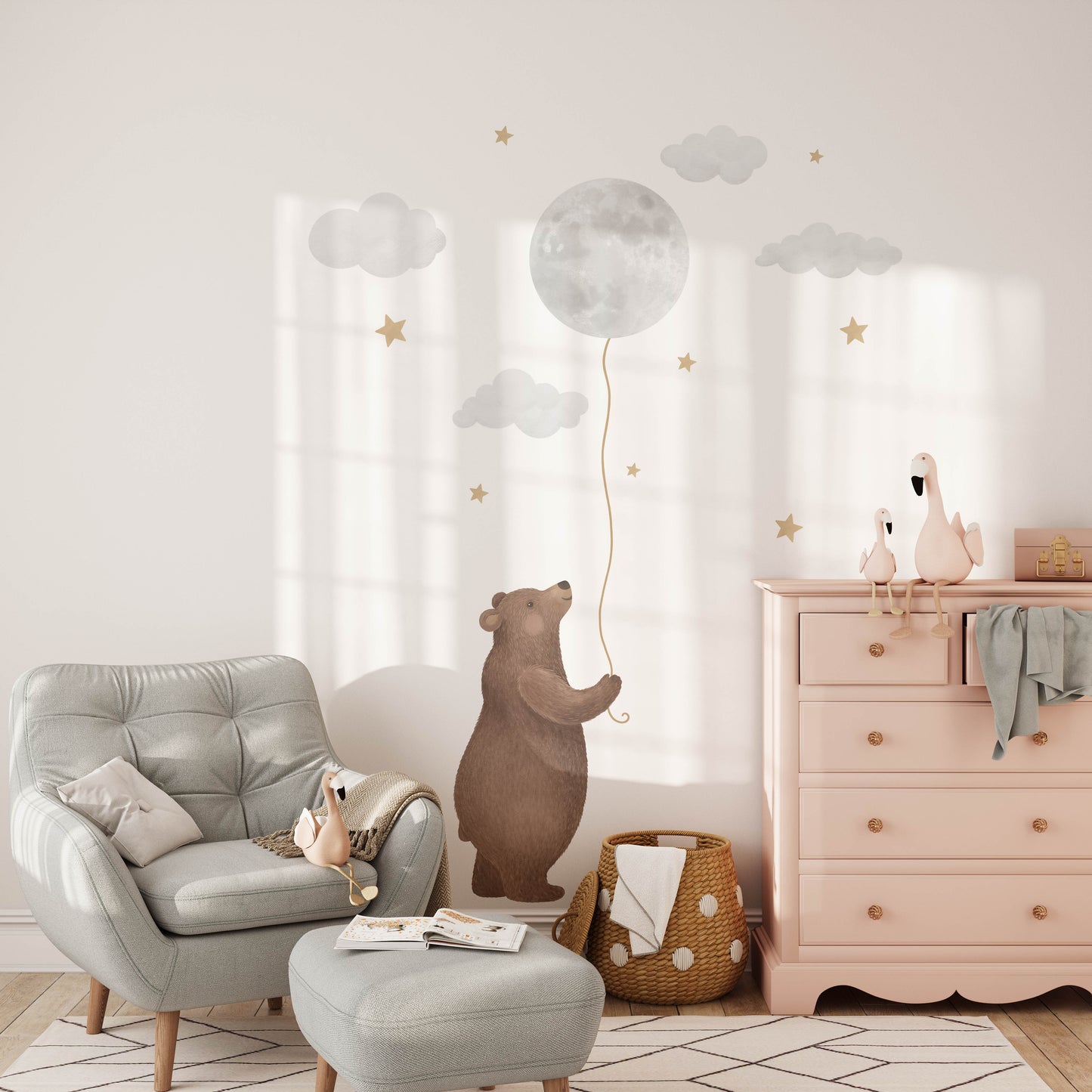 Bear & Moon Nursery Wall Decals - Wall Decals - Fable and Fawn
