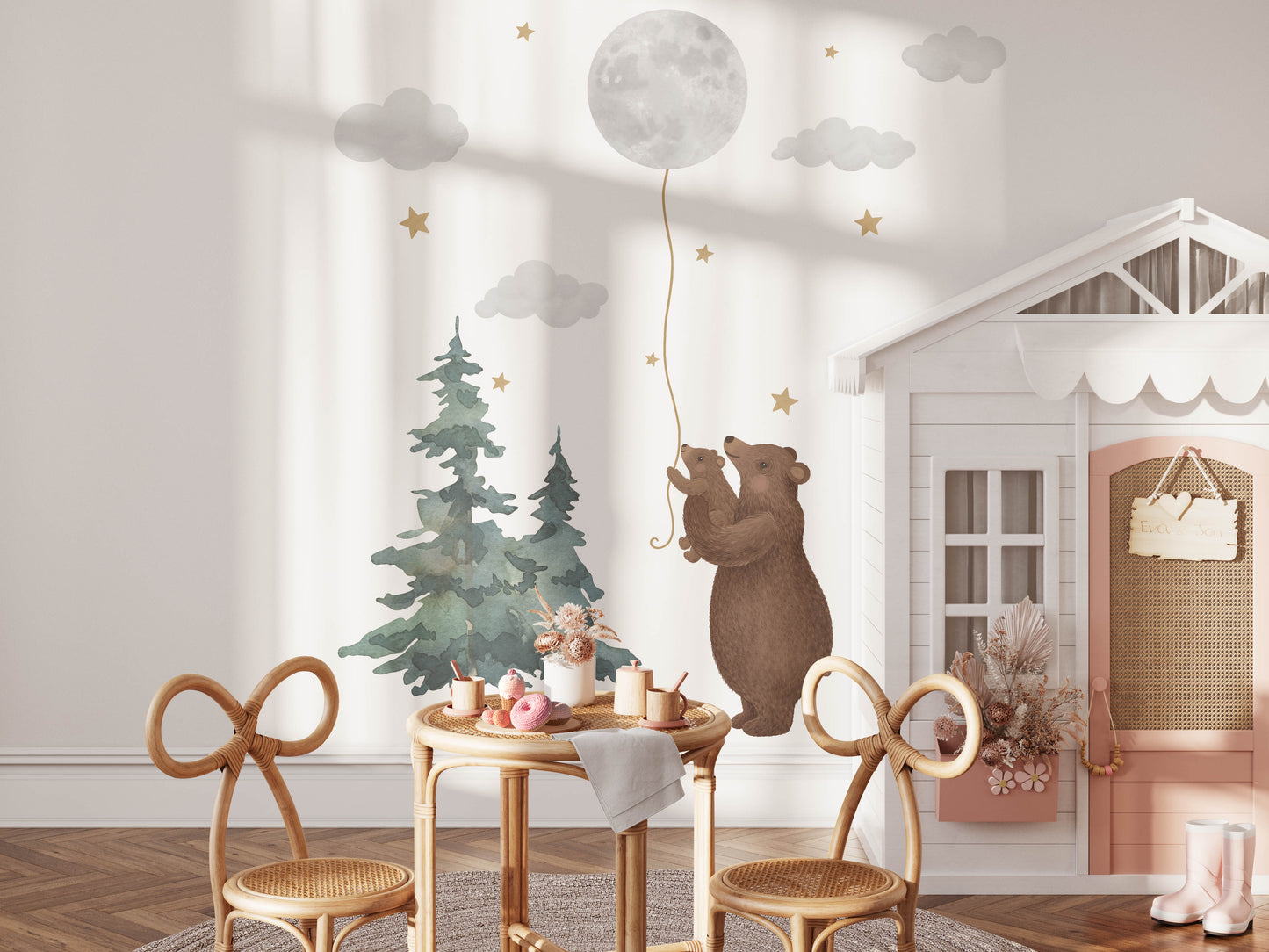 Bear & Moon Nursery Wall Decals - Wall Decals - Fable and Fawn