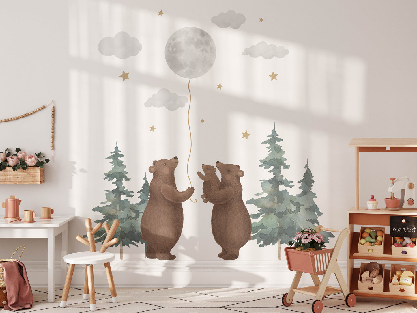 Bear & Moon Nursery Wall Decals - Wall Decals - Fable and Fawn