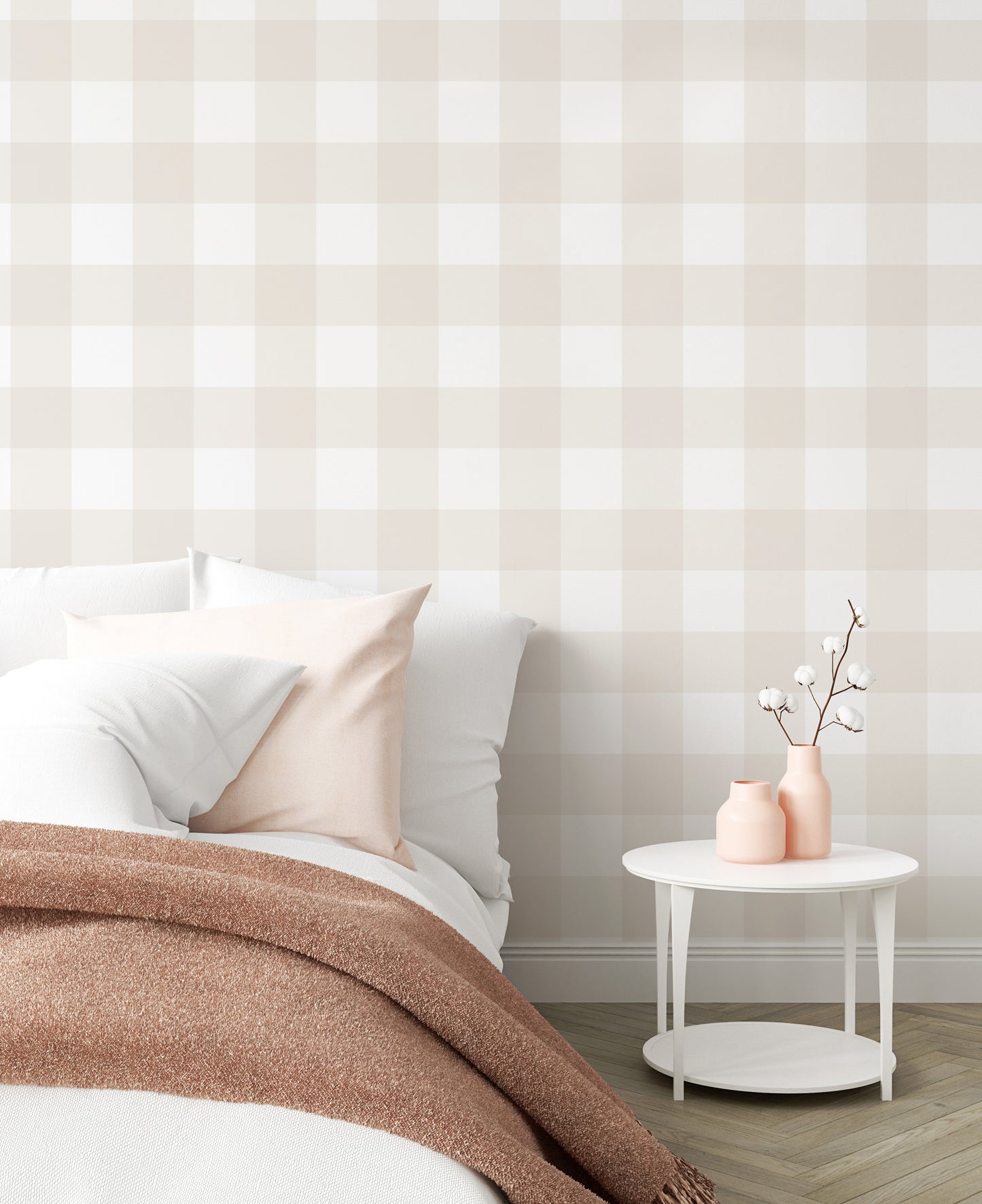 Gingham Wallpaper (Beige) - Wallpaper - Fable and Fawn