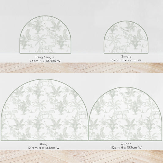 Bedhead Wall Decal - Leopard Safari (Sage) - Wall Decals Australia - Fable and Fawn