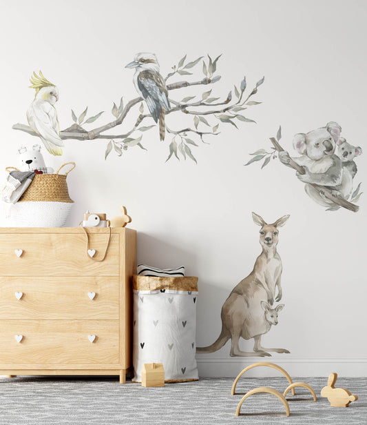 Gum Tree Branch + Animals - Wall Decals Australia - Fable and Fawn