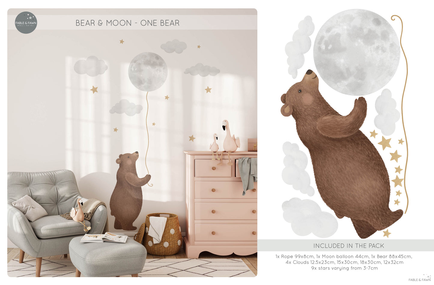 Bear & Moon Nursery Wall Decals - Wall Decals - Fable and Fawn