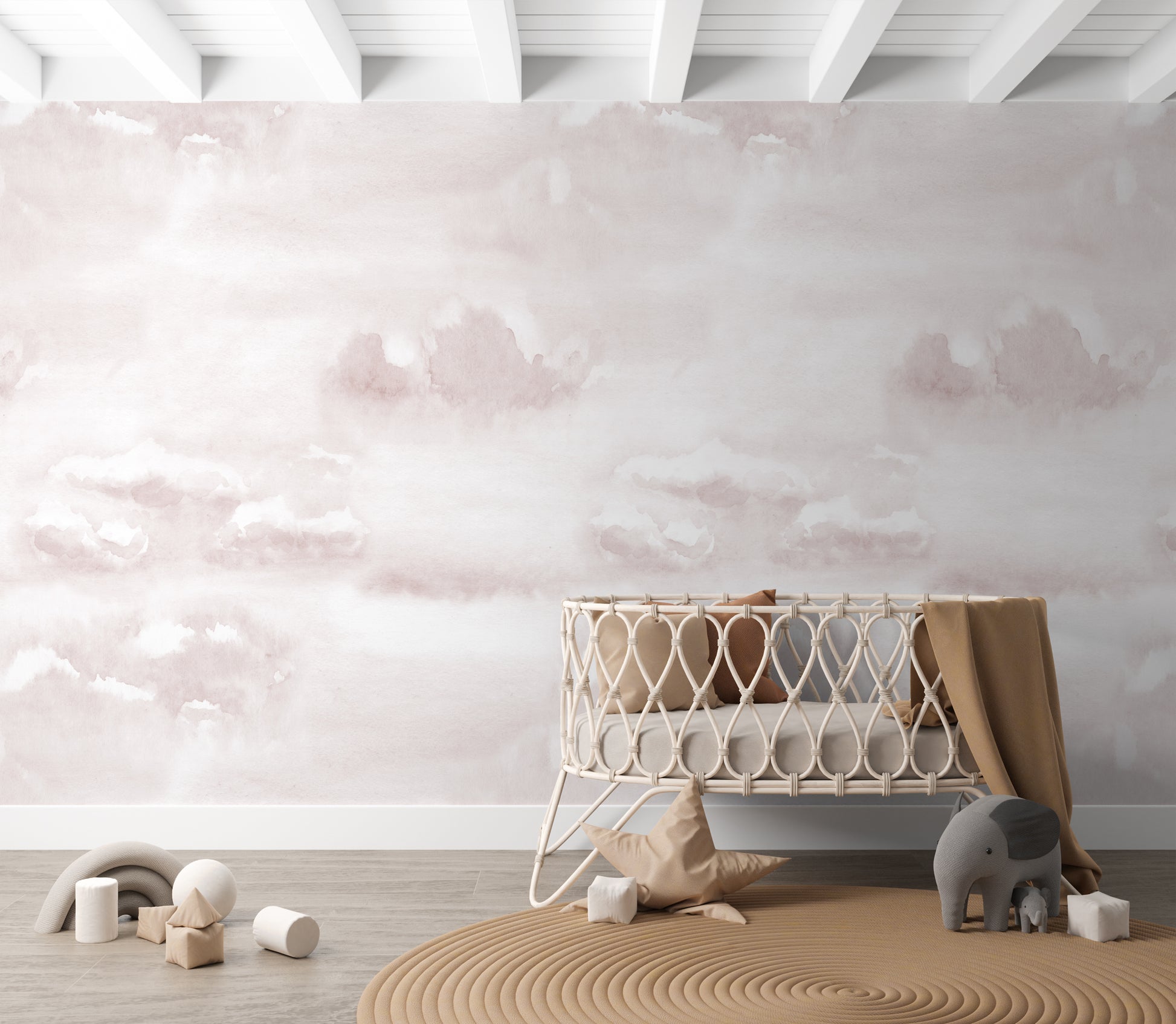 Pink Sky and Cloud Wallpaper - Wall Mural - Fable and Fawn