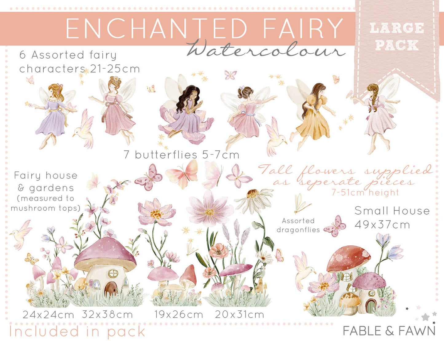 Enchanted Fairy Wall Stickers (Large Set) - Wall Decals - Fable and Fawn