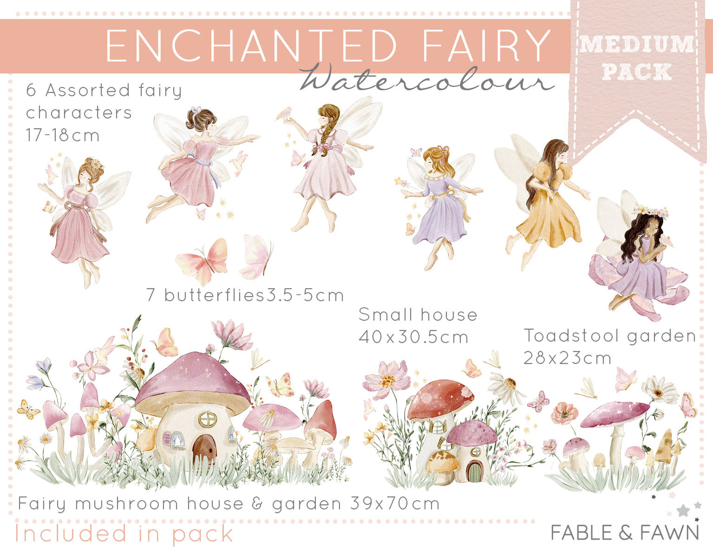 Enchanted Fairy Wall Stickers (Medium Set) - Wall Decals - Fable and Fawn