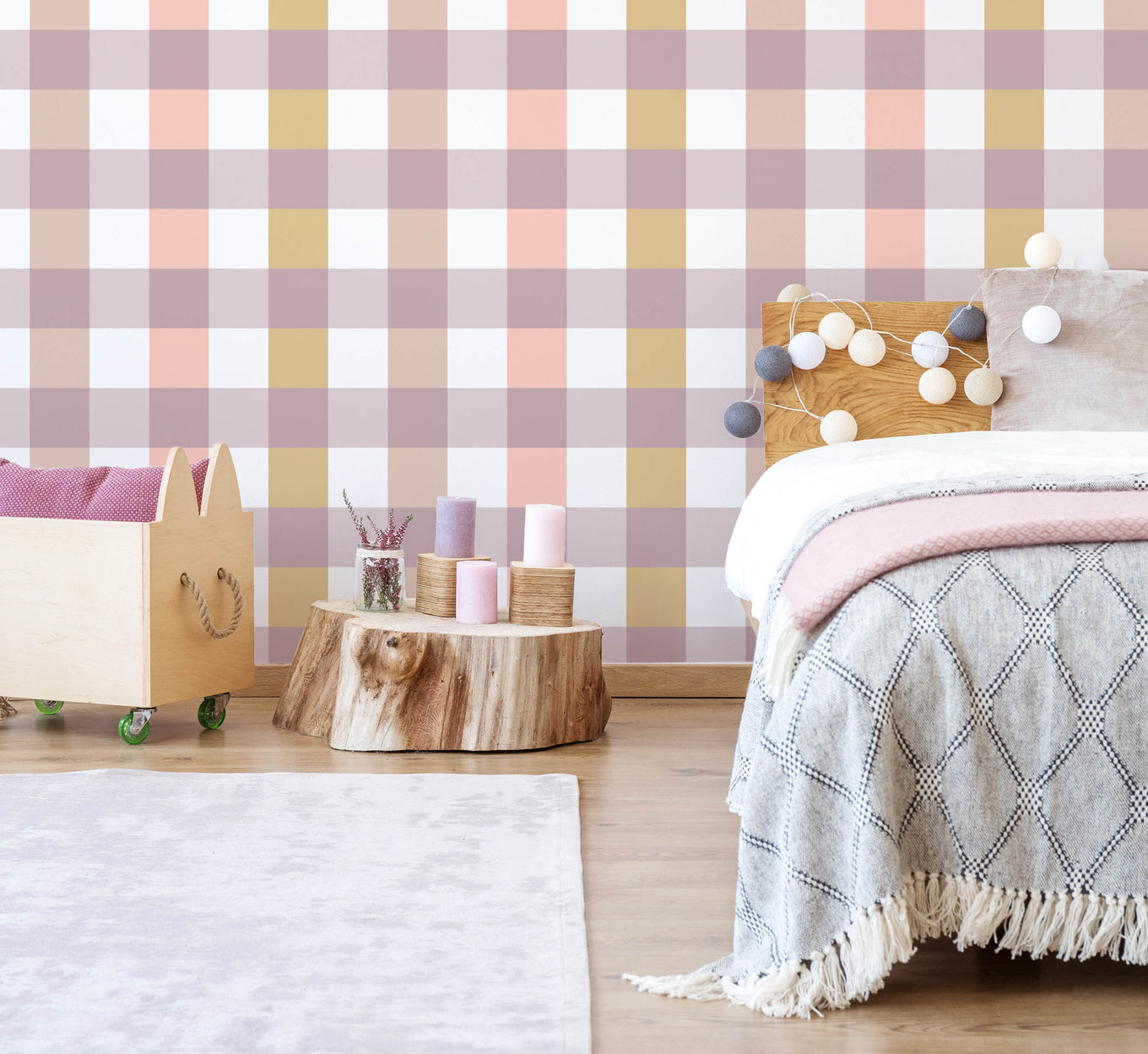 Gingham Wallpaper (Golden Blush) - Wallpaper - Fable and Fawn