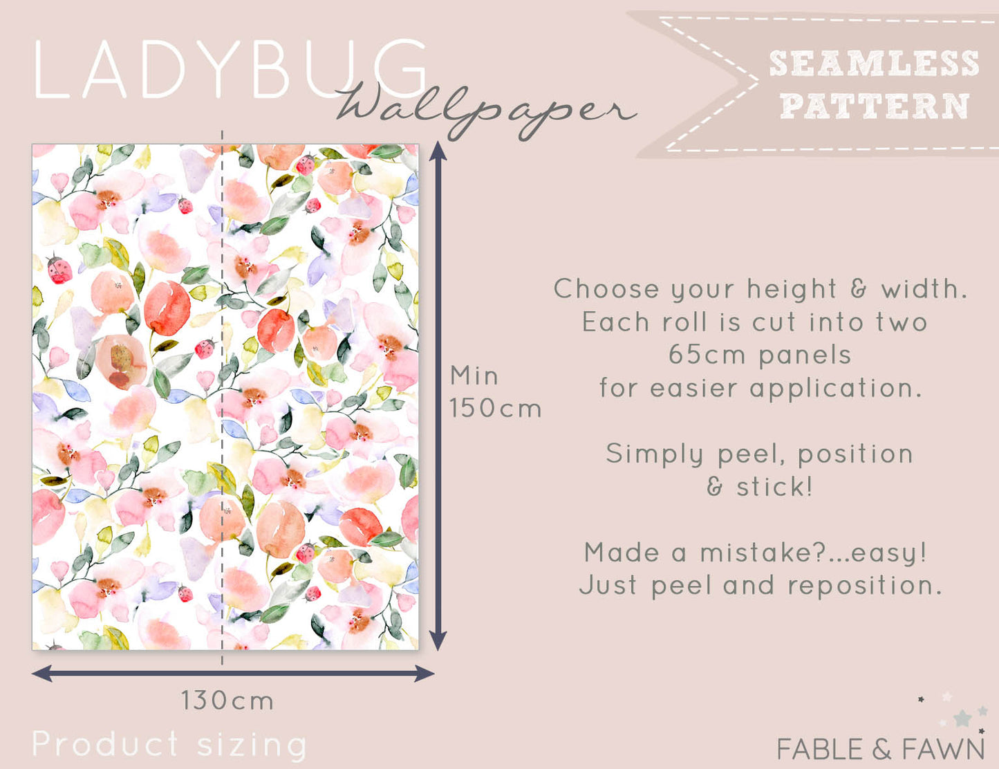 Lady Bug Floral Wallpaper - Wallpaper - Fable and Fawn