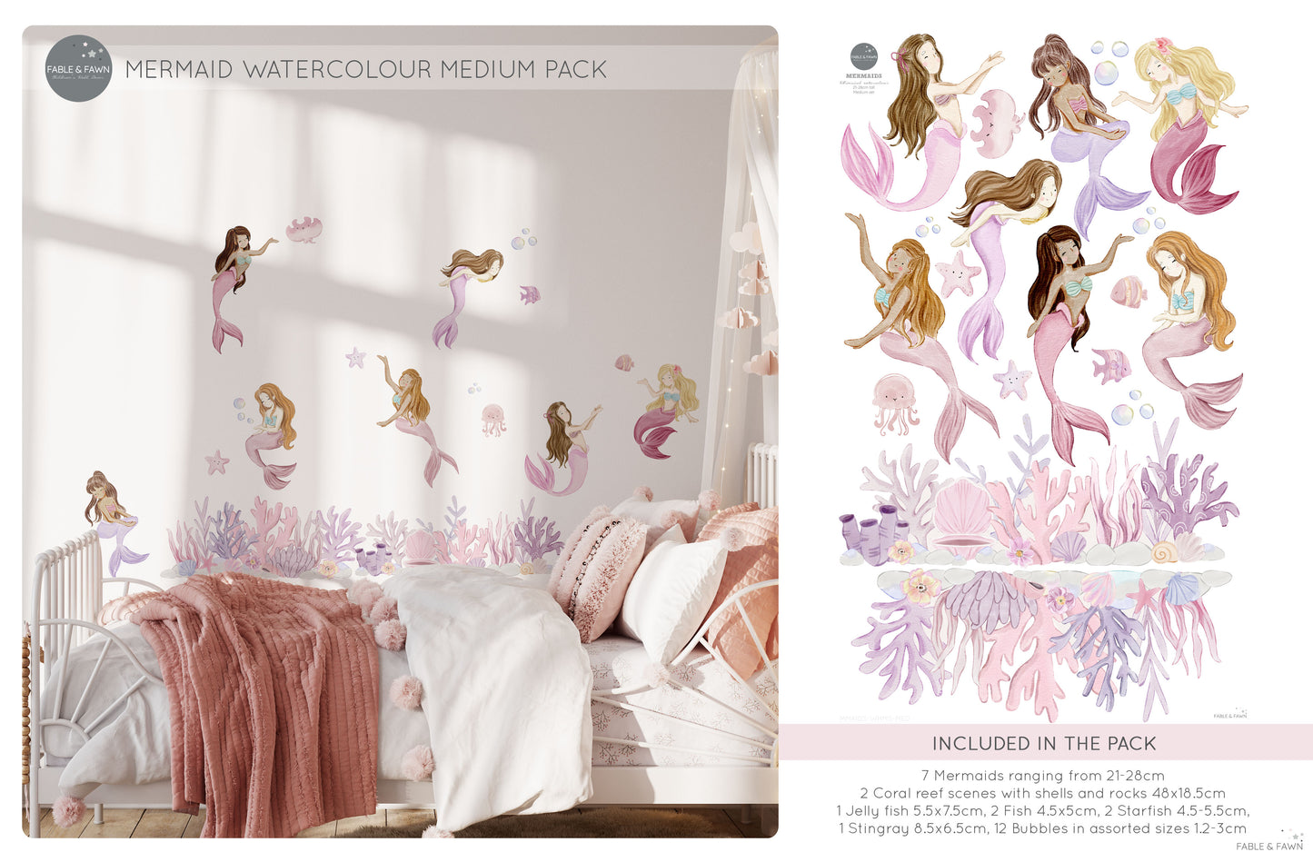 Mermaid Wall Decals - Wall Decals - Fable and Fawn