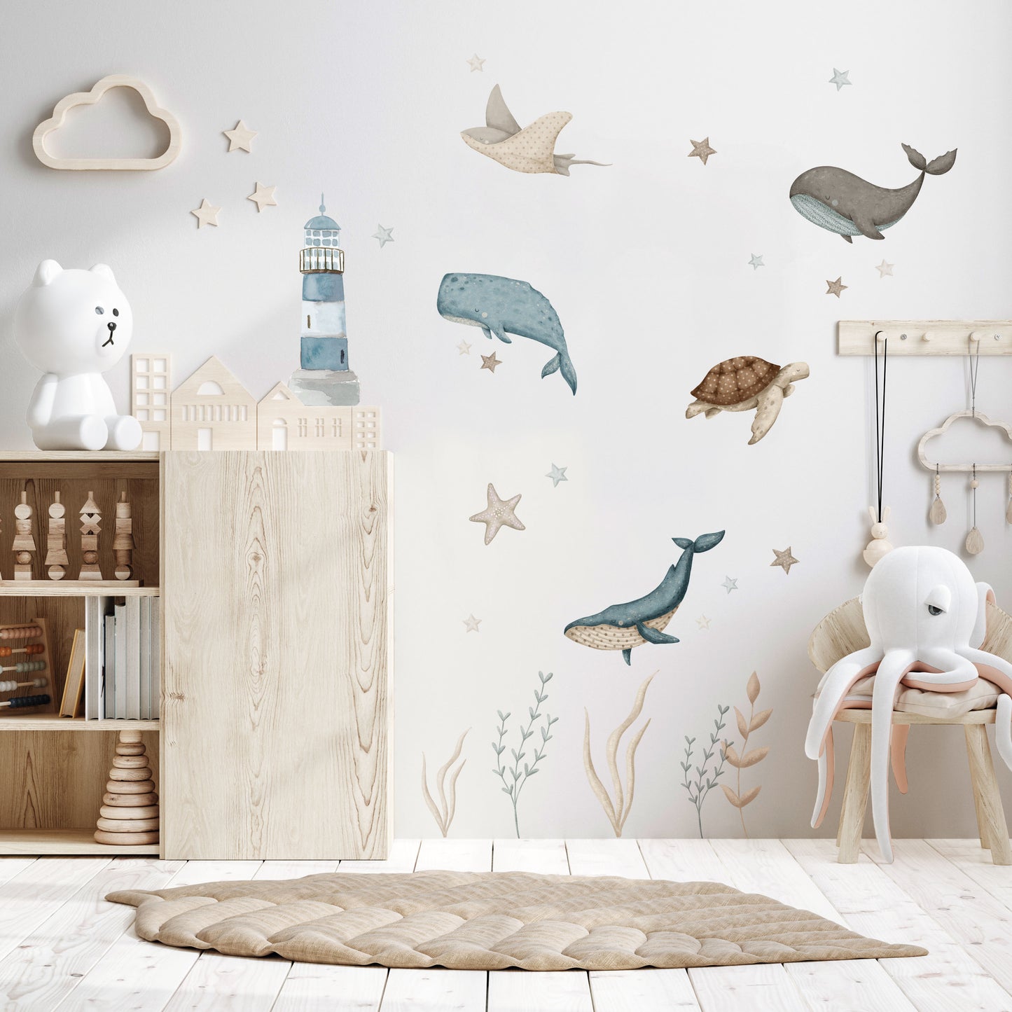 50% OFF - Baby Whale Decal Set - Wall Decals Australia - Fable and Fawn