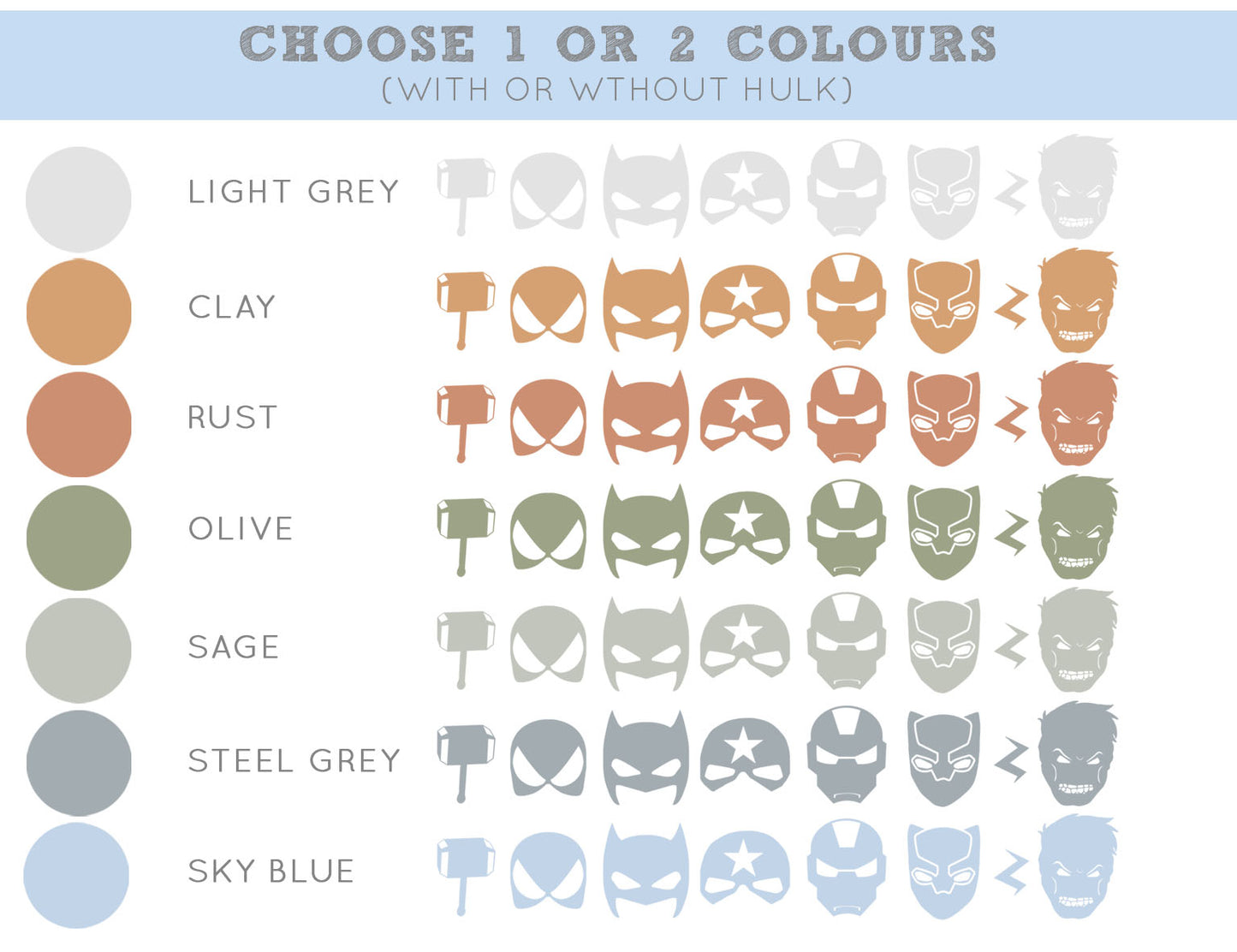 Superhero Wall Decals (Pick Your Colours) - Wall Decals Australia - Fable and Fawn
