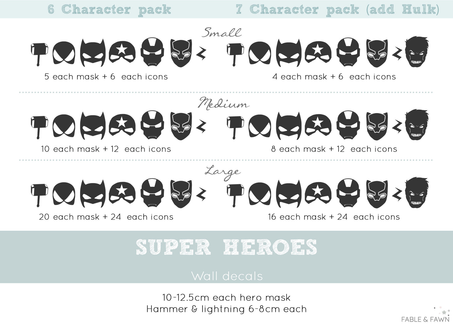 Superhero Wall Decals (Pick Your Colours) - Wall Decals Australia - Fable and Fawn