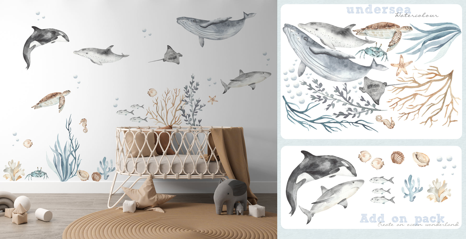 Orca Add-On Set (Medium) - Wall Decals - Fable and Fawn