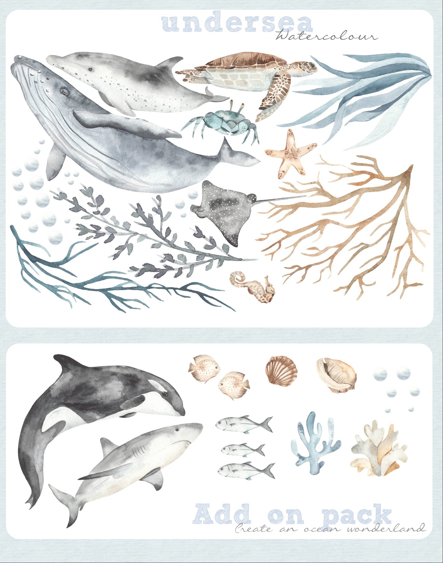 Orca Add-On Set (Medium) - Wall Decals - Fable and Fawn