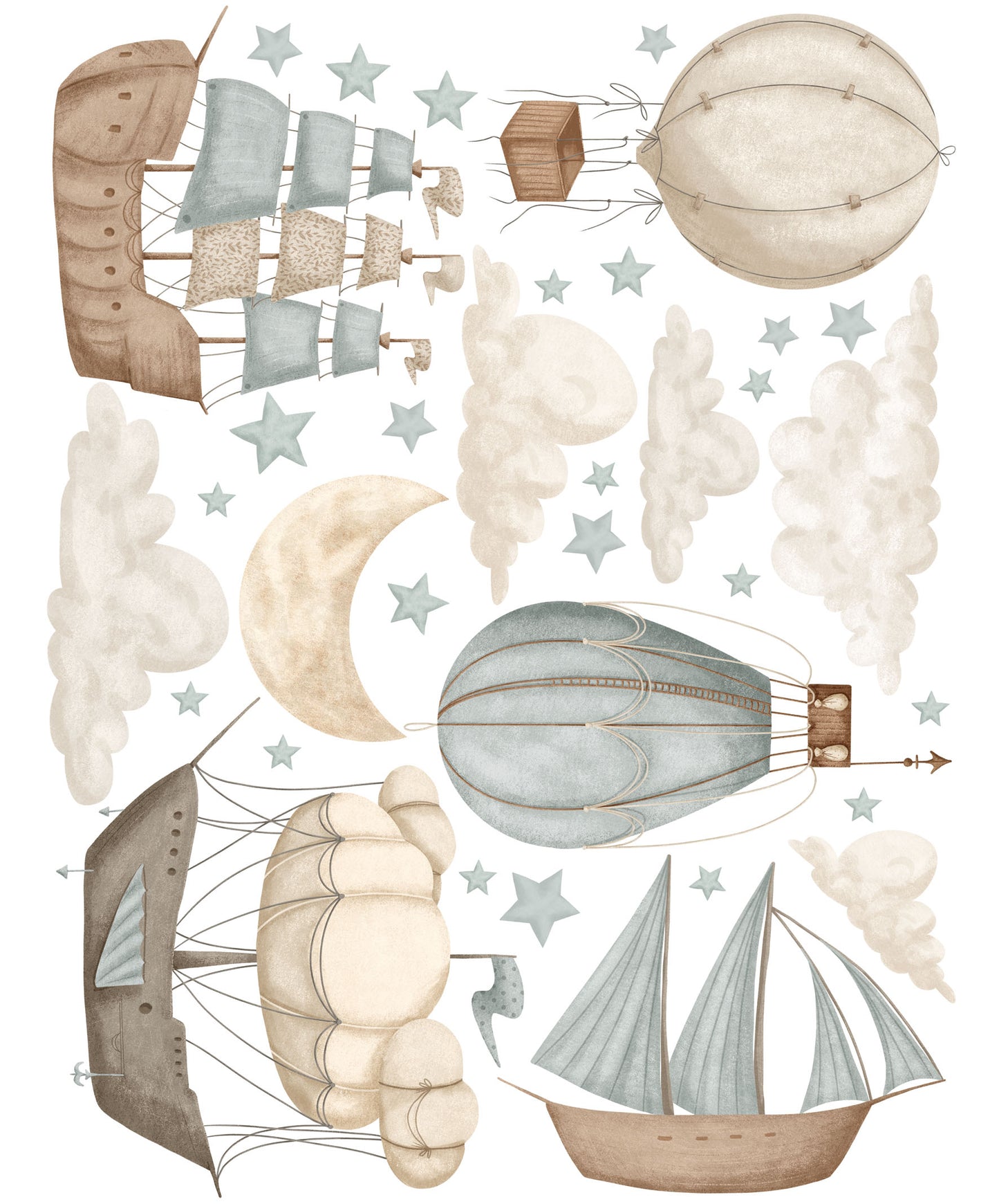 Vintage Set - Hot Air Balloon Decals - Wall Decals Australia - Fable and Fawn