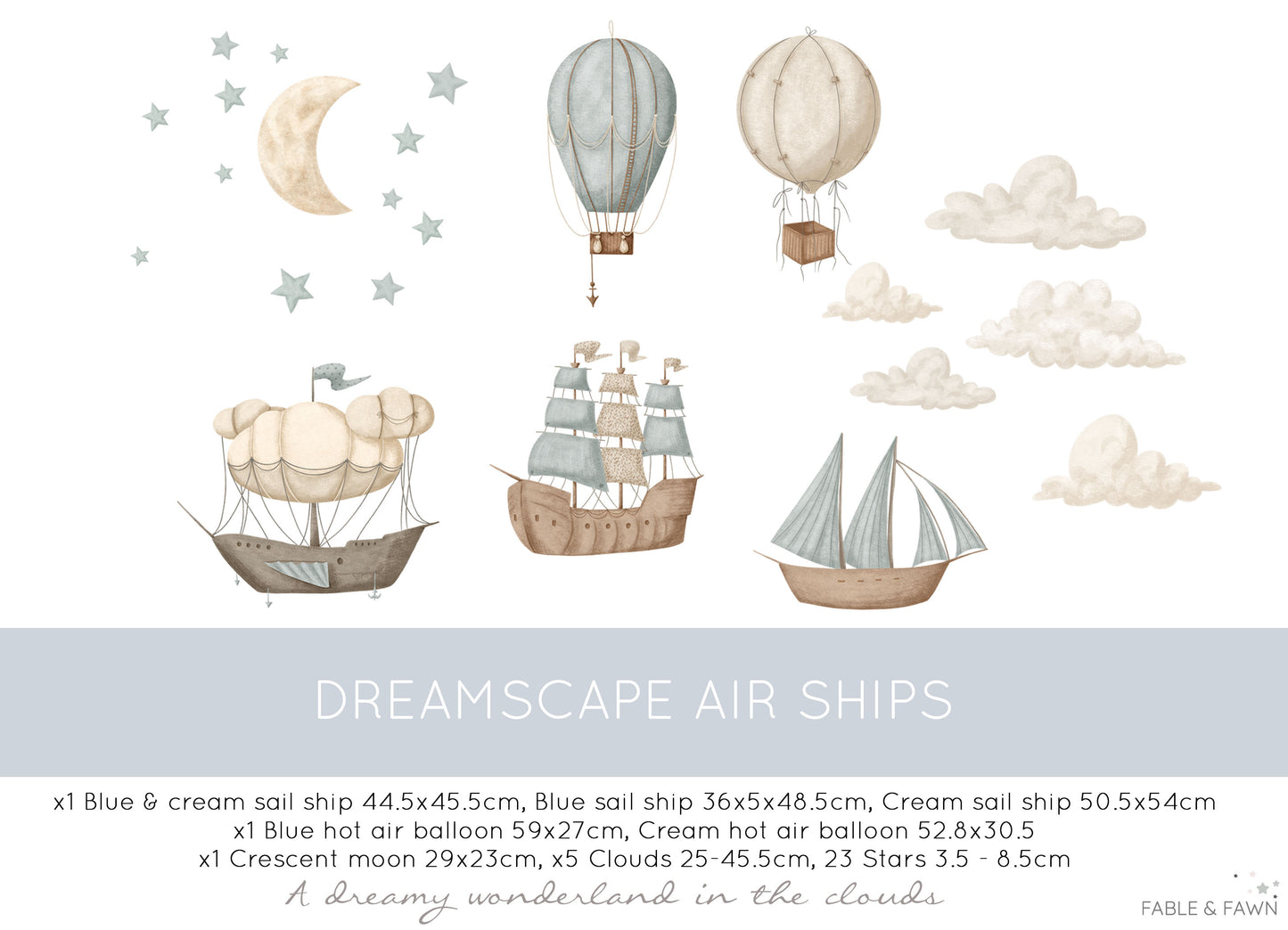 Vintage Set - Hot Air Balloon Decals - Wall Decals Australia - Fable and Fawn