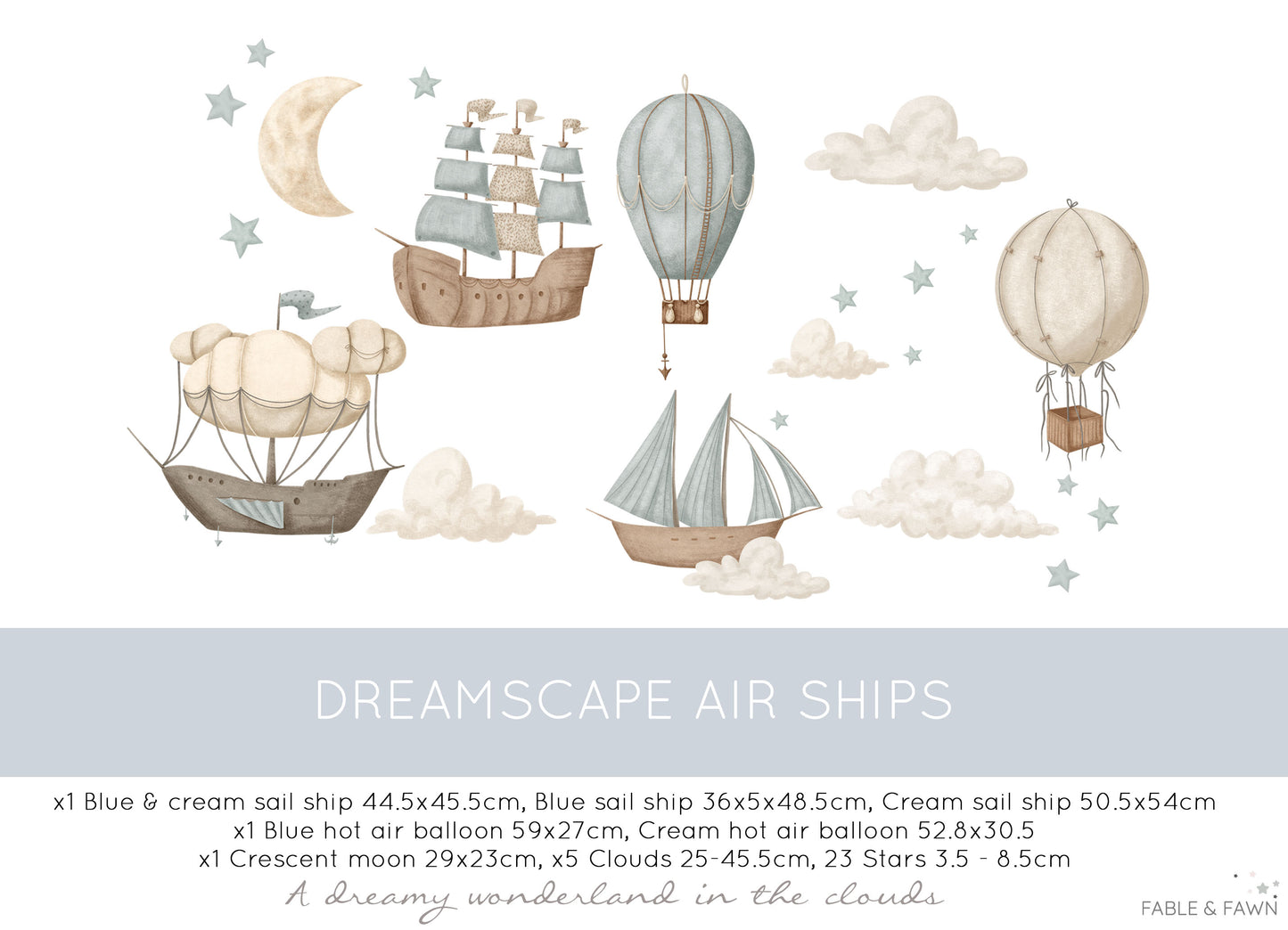 Vintage Set - Hot Air Balloon Decals - Wall Decals Australia - Fable and Fawn