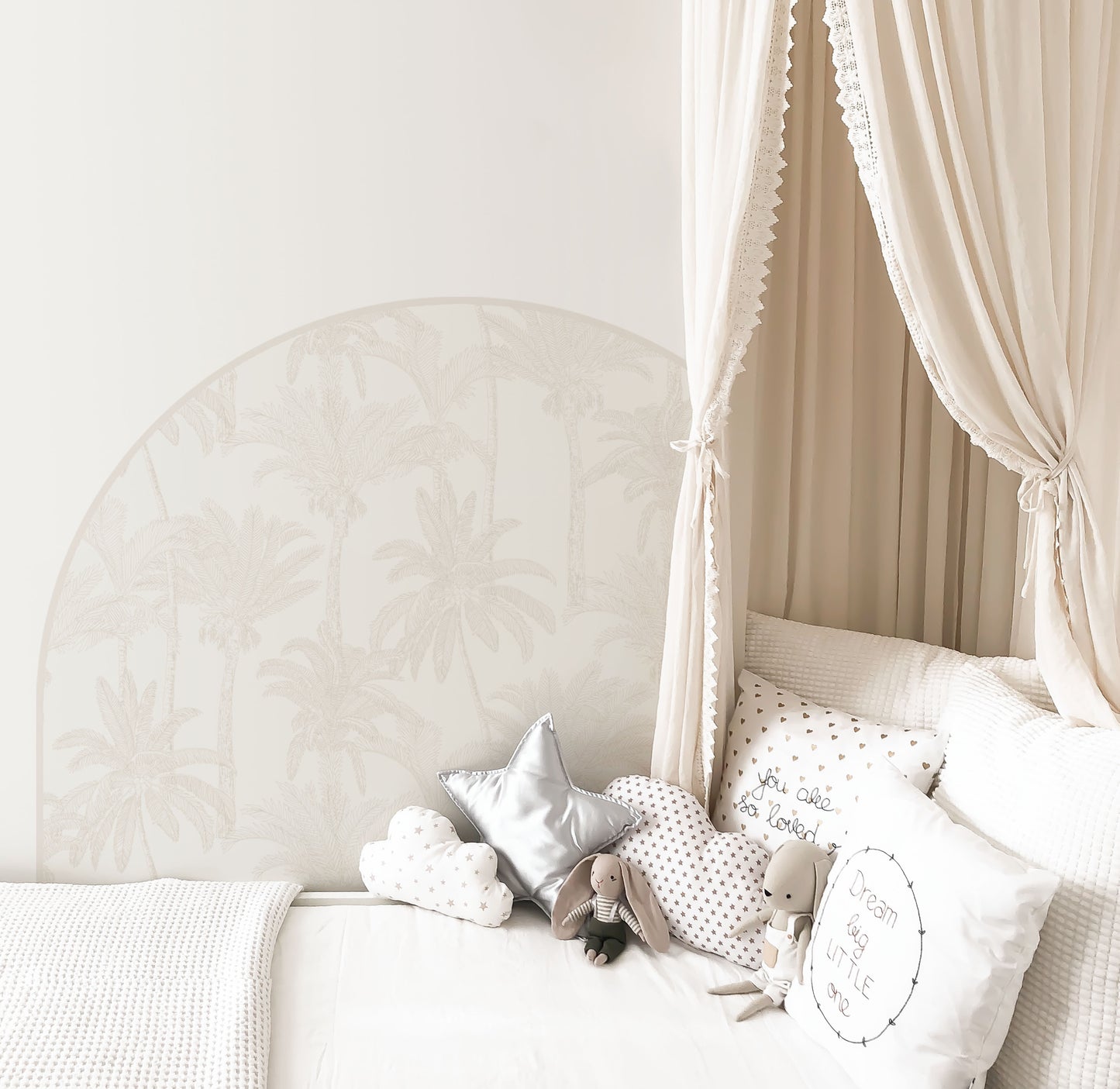Bedhead Wall Decal (Beige Palms) - Wall Decals Australia - Fable and Fawn