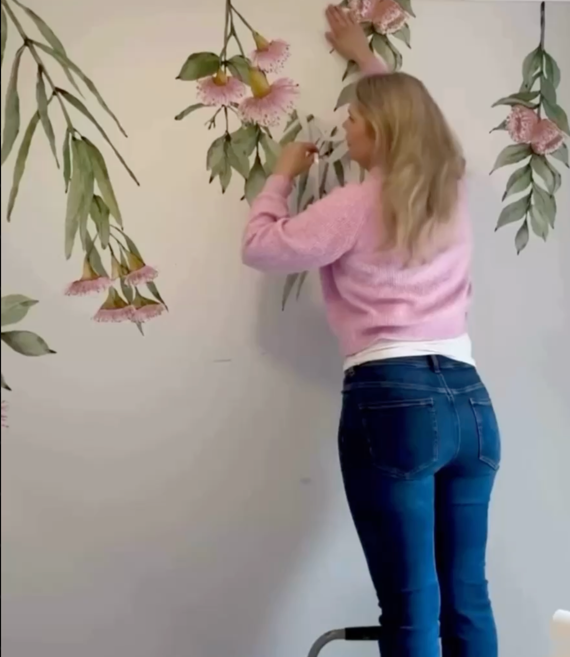 Load video: Flowering Gum Tree Wall Decal Set (Pink)