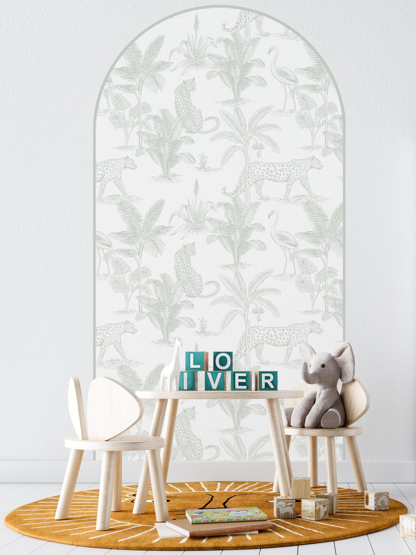 Arch Wall Decal - Leopard Safari (Sage) - Wall Decals - Fable and Fawn