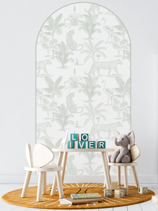 Arch Wall Decal - Leopard Safari (Sage) - Wall Decals - Fable and Fawn