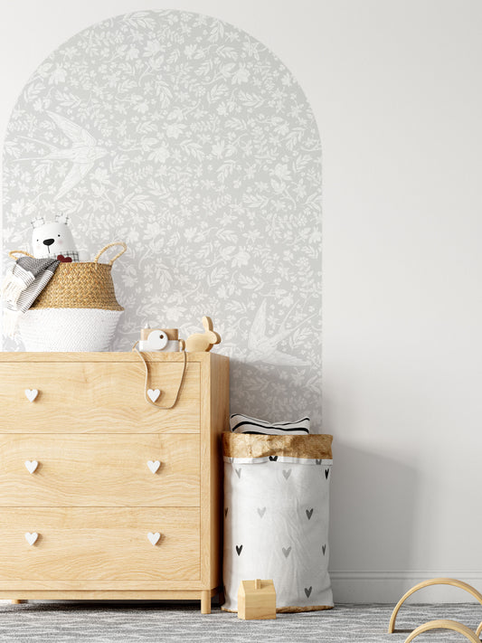Arch Wall Decal - Little Birdie (Soft Grey) - Wall Decals - Fable and Fawn