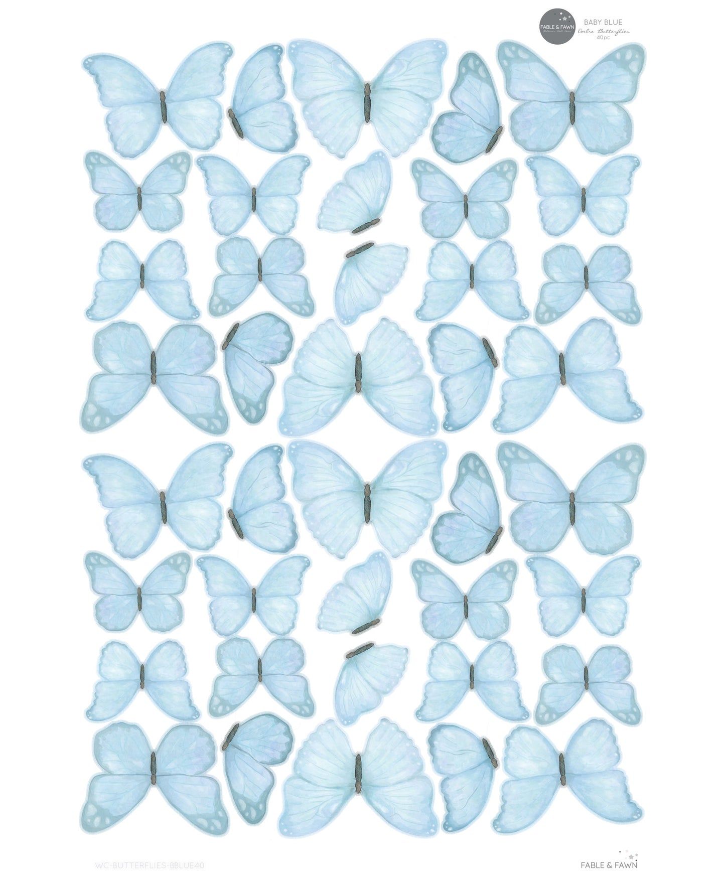 Butterfly Wall Decals (Light Blue) - Wall Decals - Fable and Fawn