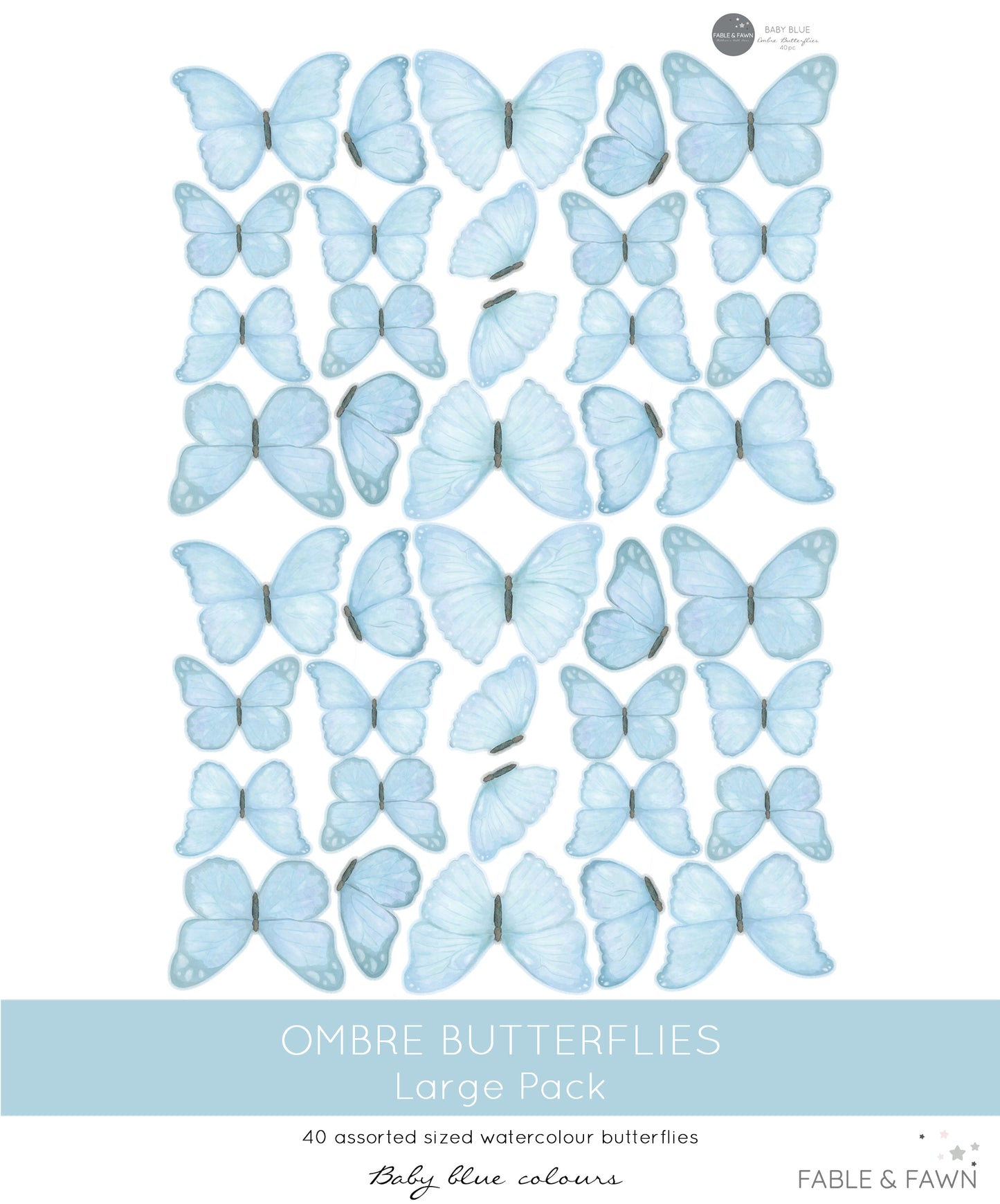Butterfly Wall Decals (Light Blue) - Wall Decals - Fable and Fawn