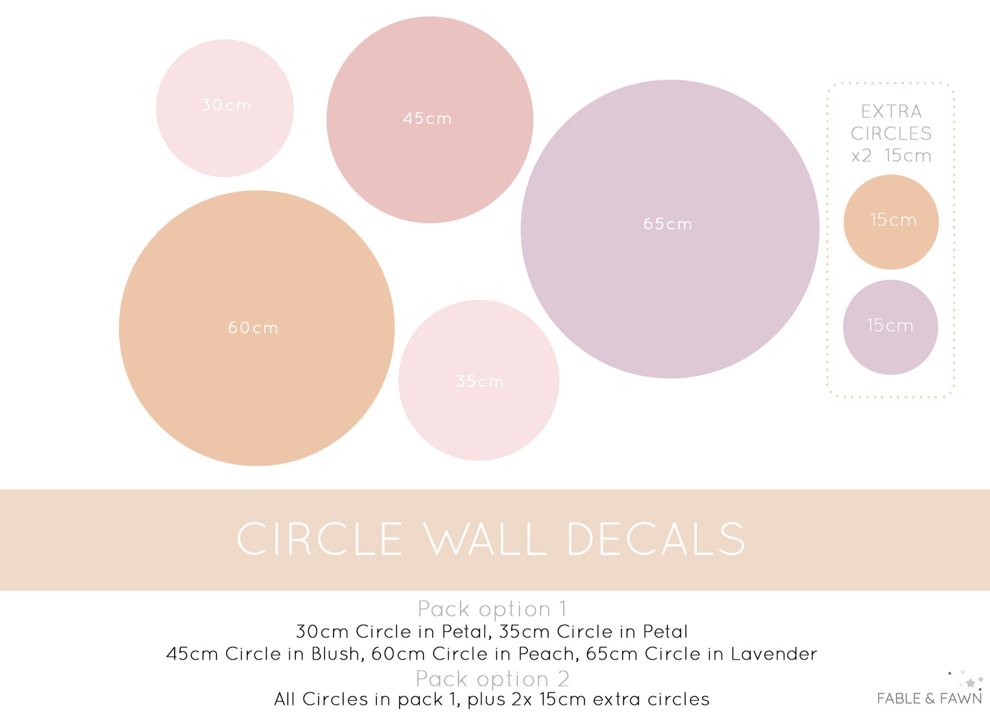 Large Circle Wall Decals - Lavender & Pinks - Wall Decals - Fable and Fawn
