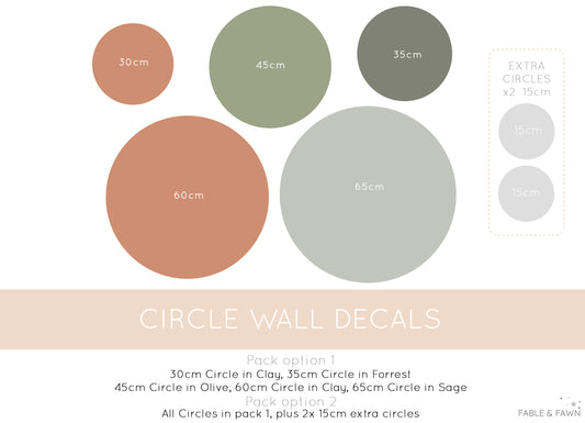 Large Circle Wall Decals - Olive & Clay - Wall Decals - Fable and Fawn