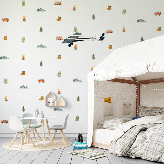 Camping Mountain Wall Decals - Wall Decals - Fable and Fawn