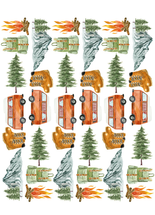 Camping Mountain Wall Decals - Wall Decals - Fable and Fawn