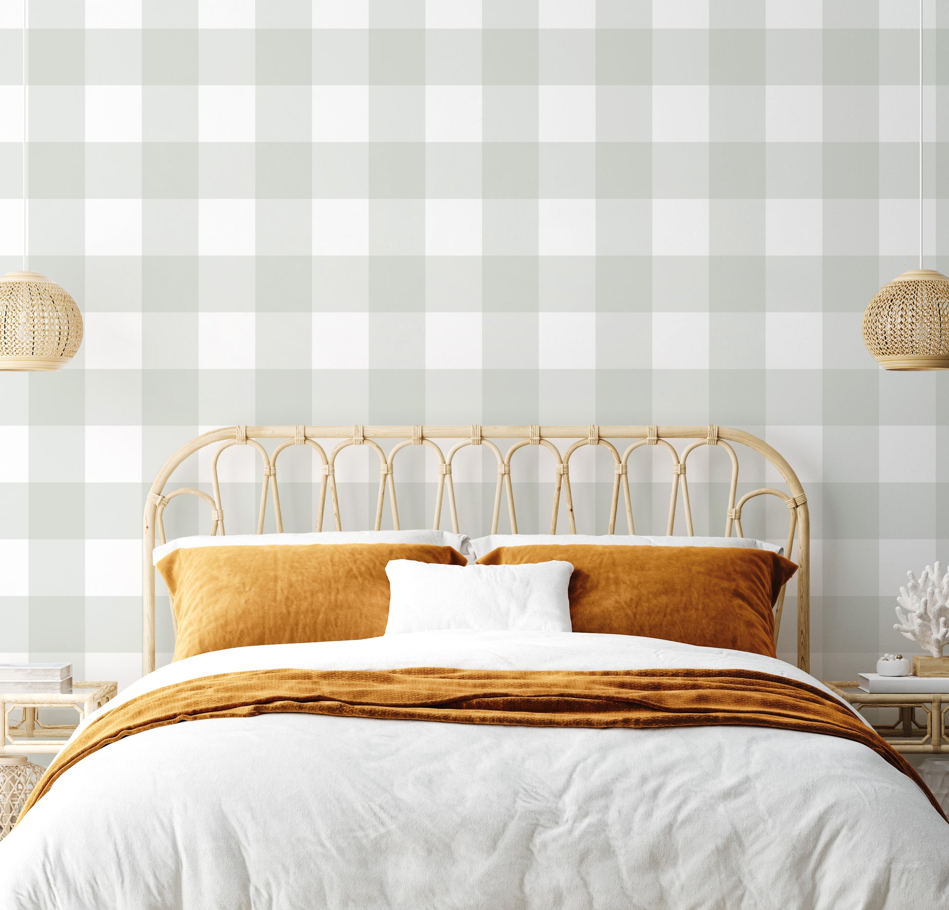 Gingham Wallpaper (Sage) - Wallpaper - Fable and Fawn