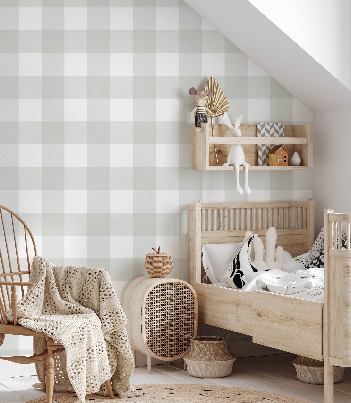 Gingham Wallpaper (Sage) - Wallpaper - Fable and Fawn