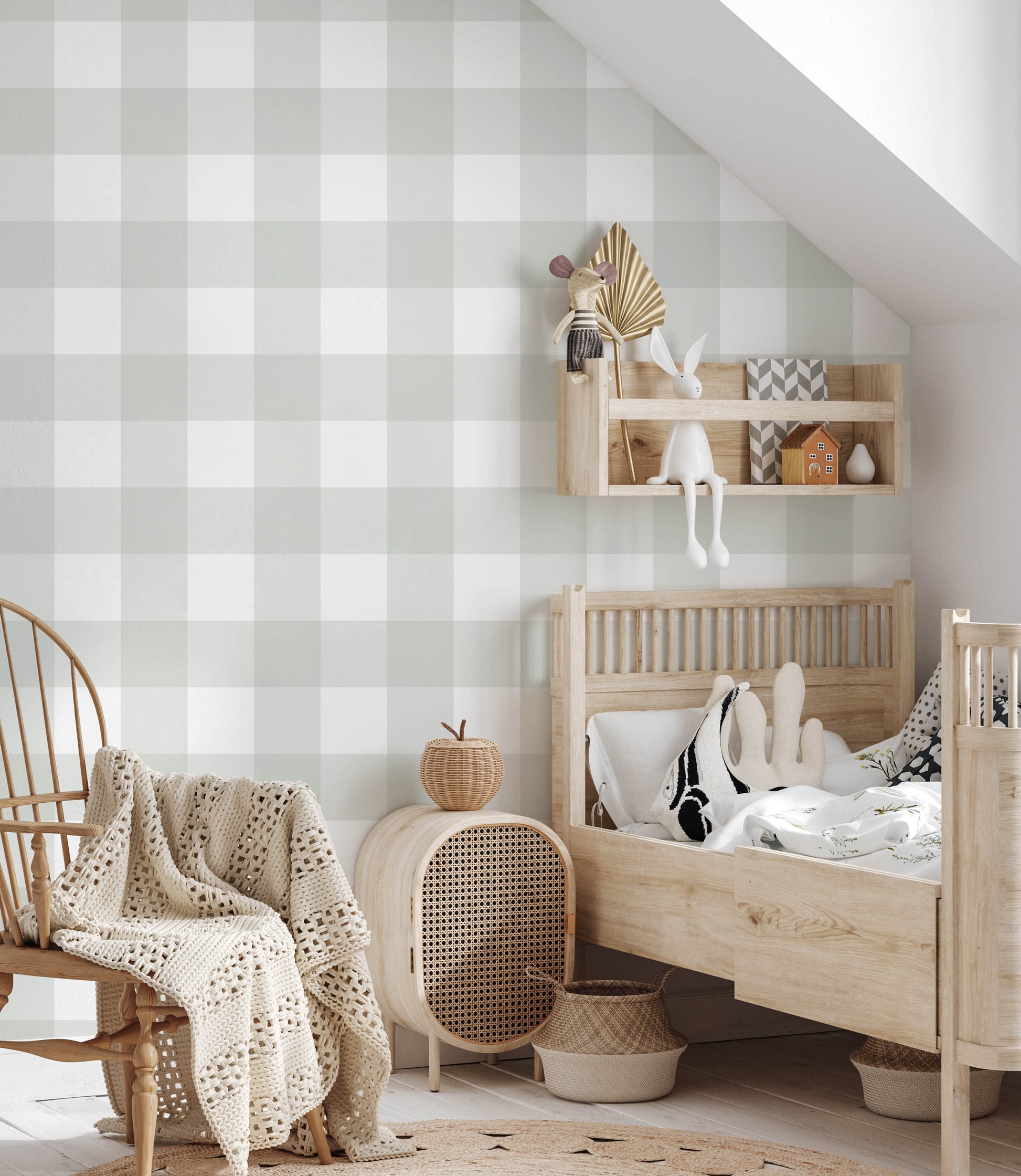 Gingham Wallpaper (Sage) - Wallpaper - Fable and Fawn