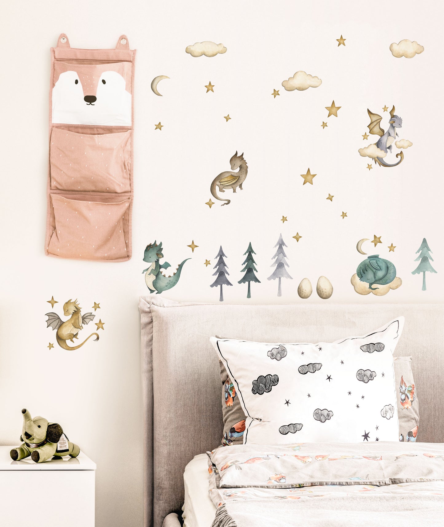 Baby Dragon Wall Decals - Green or Pink - Wall Decals - Fable and Fawn