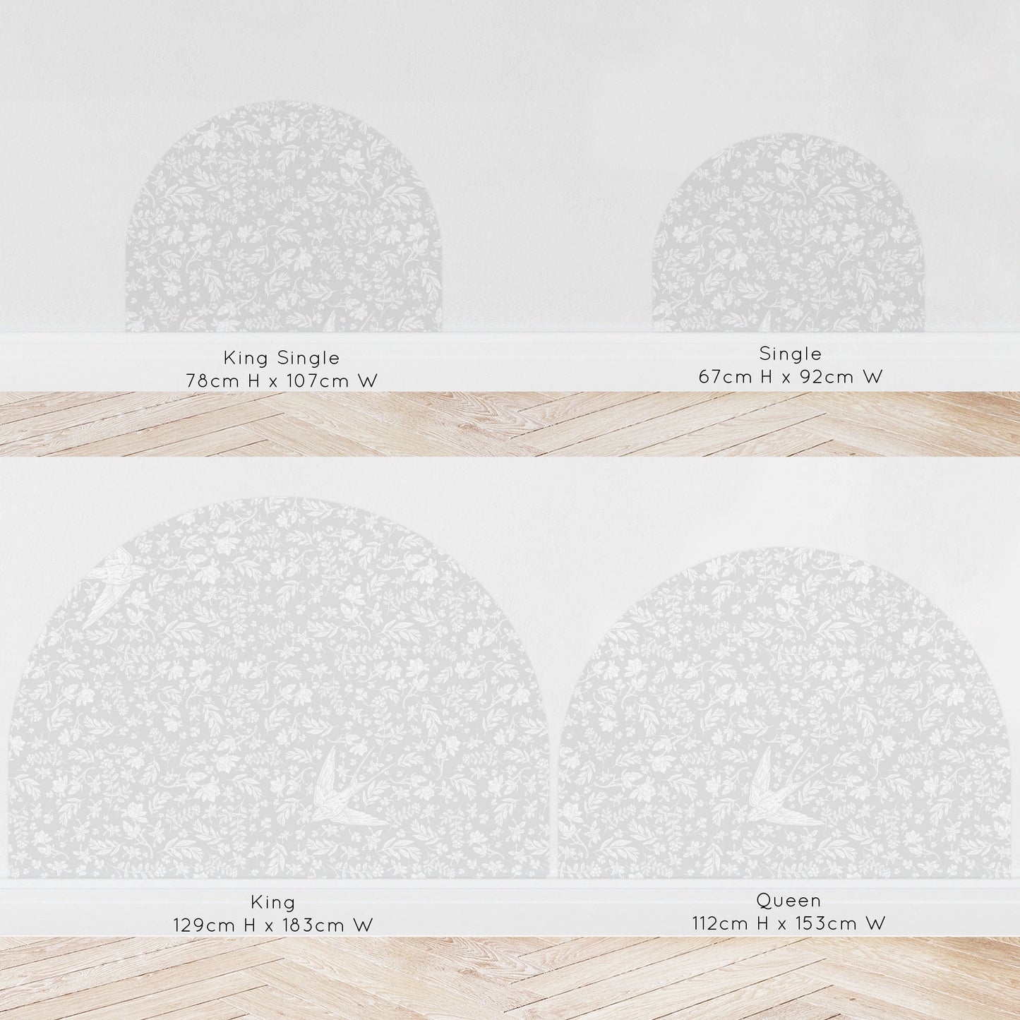 Bedhead Wall Decal - Little Birdie (Soft Grey) - Wall Decals - Fable and Fawn