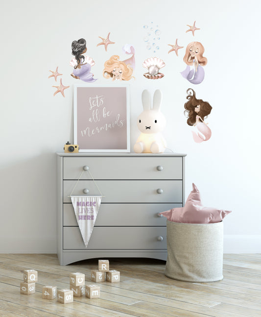 Mermaid Wall Decals (Pink & Purple) - Wall Decals - Fable and Fawn