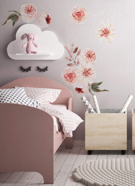 Peony & Dahlia - Flower Wall Decals - Wall Decals - Fable and Fawn