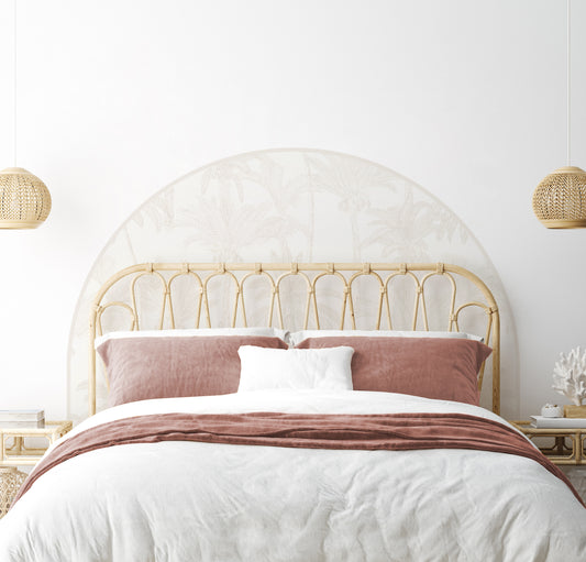 Bedhead Wall Decal (Beige Palms) - Wall Decals - Fable and Fawn
