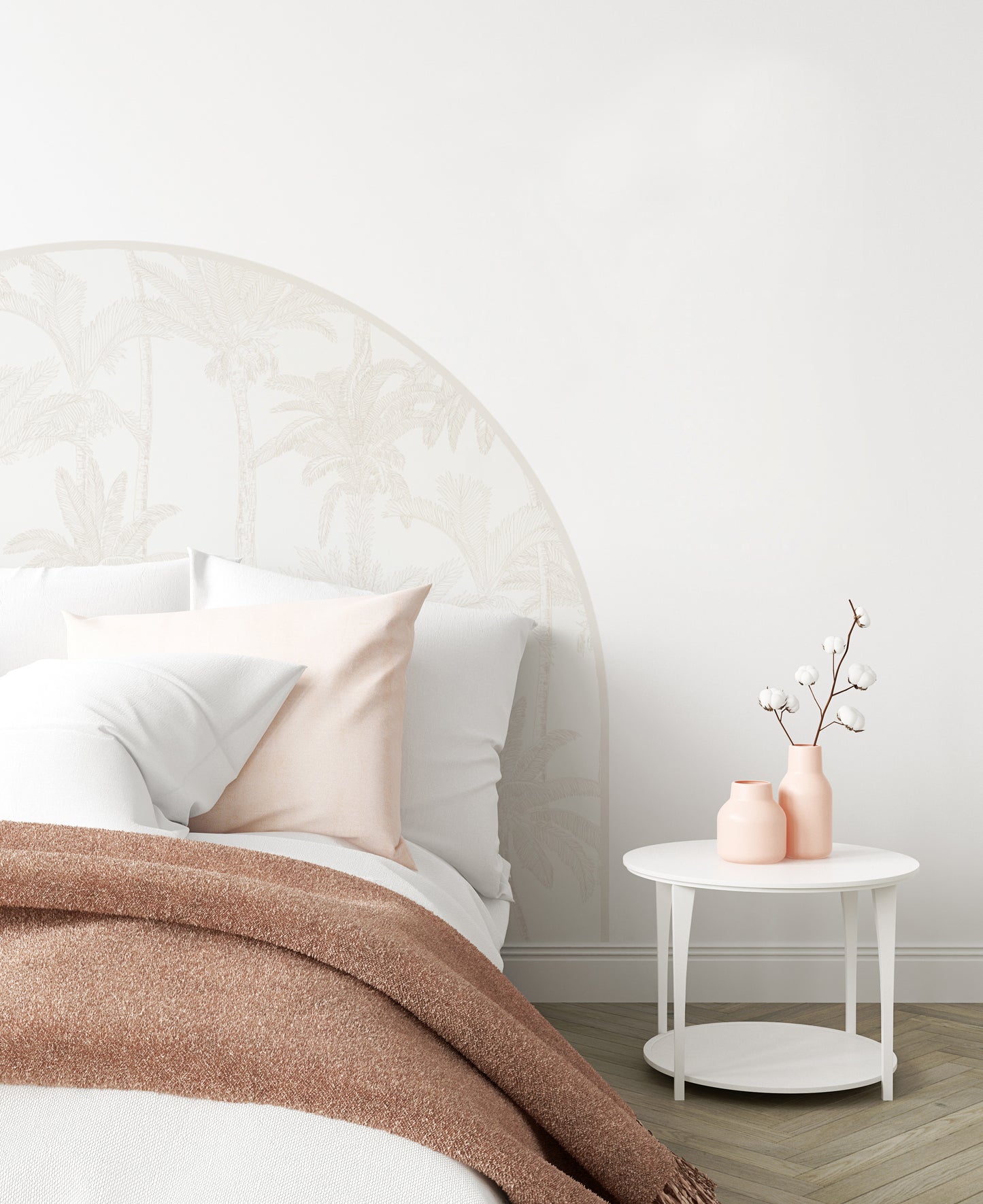 Bedhead Wall Decal (Beige Palms) - Wall Decals - Fable and Fawn