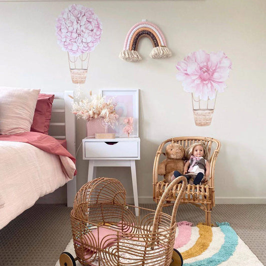 Floral Hot Air Balloons (Pink) - Wall Decals - Fable and Fawn