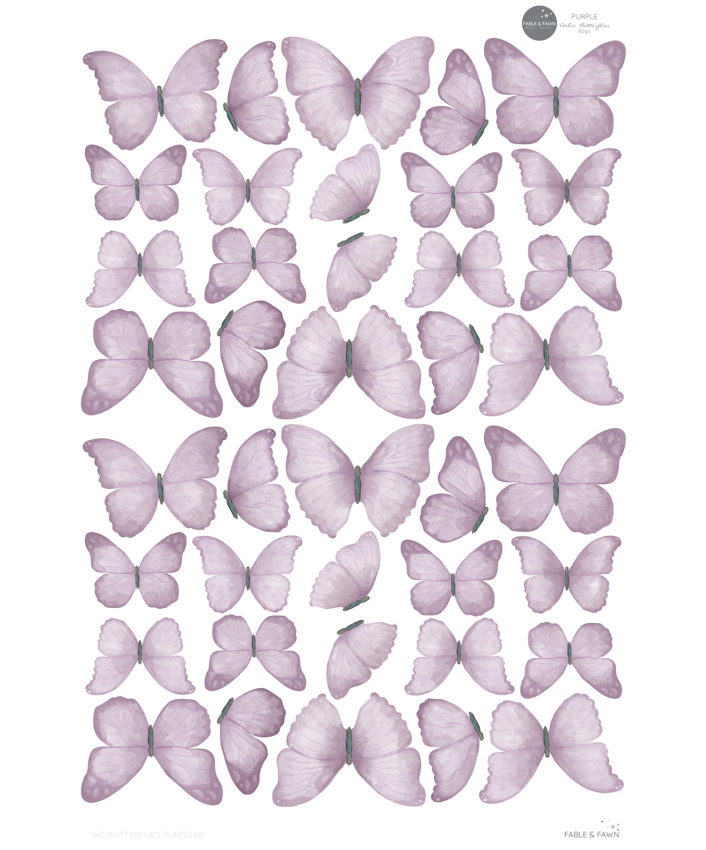 Butterfly Wall Decals (Purple) - Wall Decals - Fable and Fawn