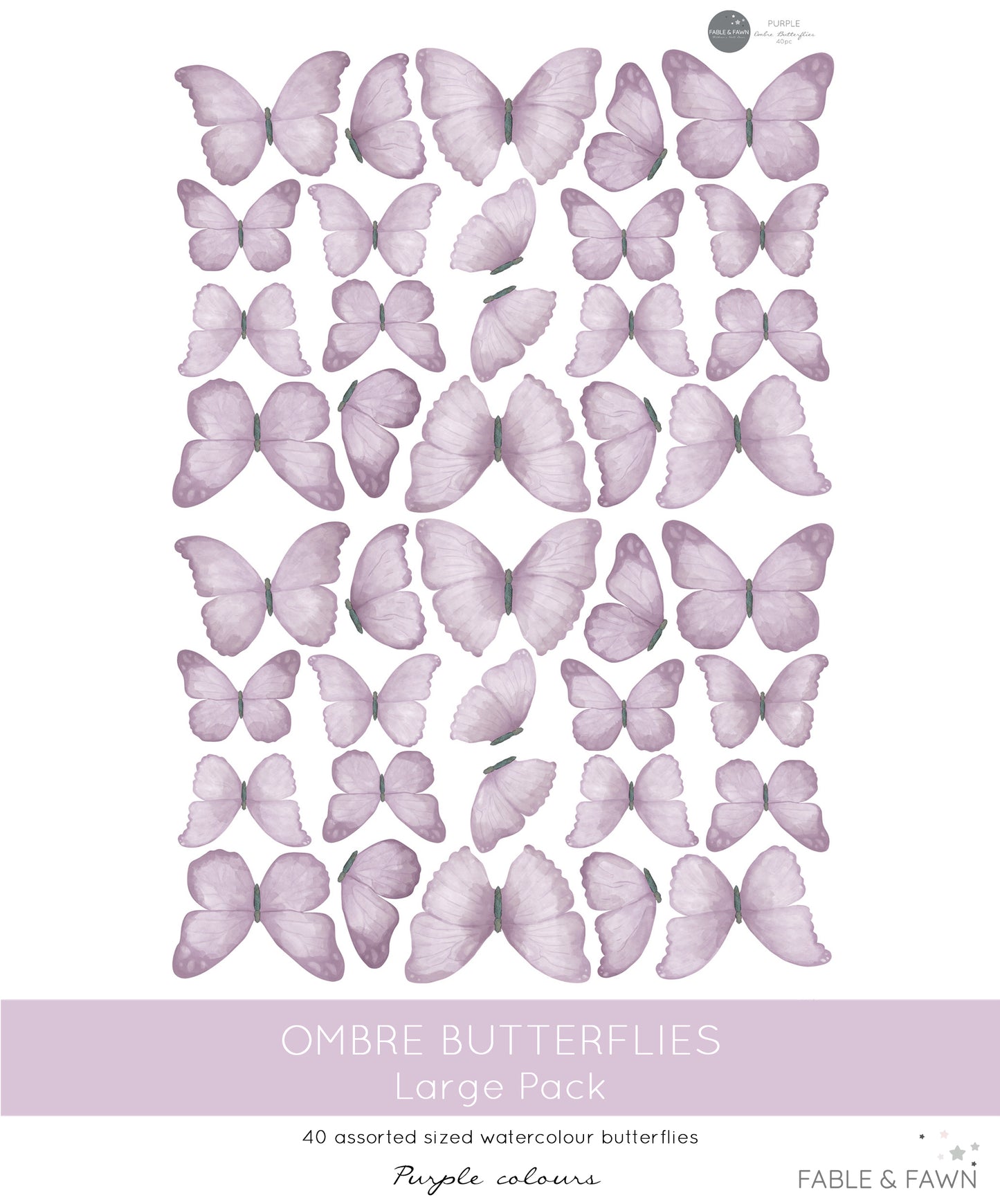 Butterfly Wall Decals (Purple) - Wall Decals - Fable and Fawn