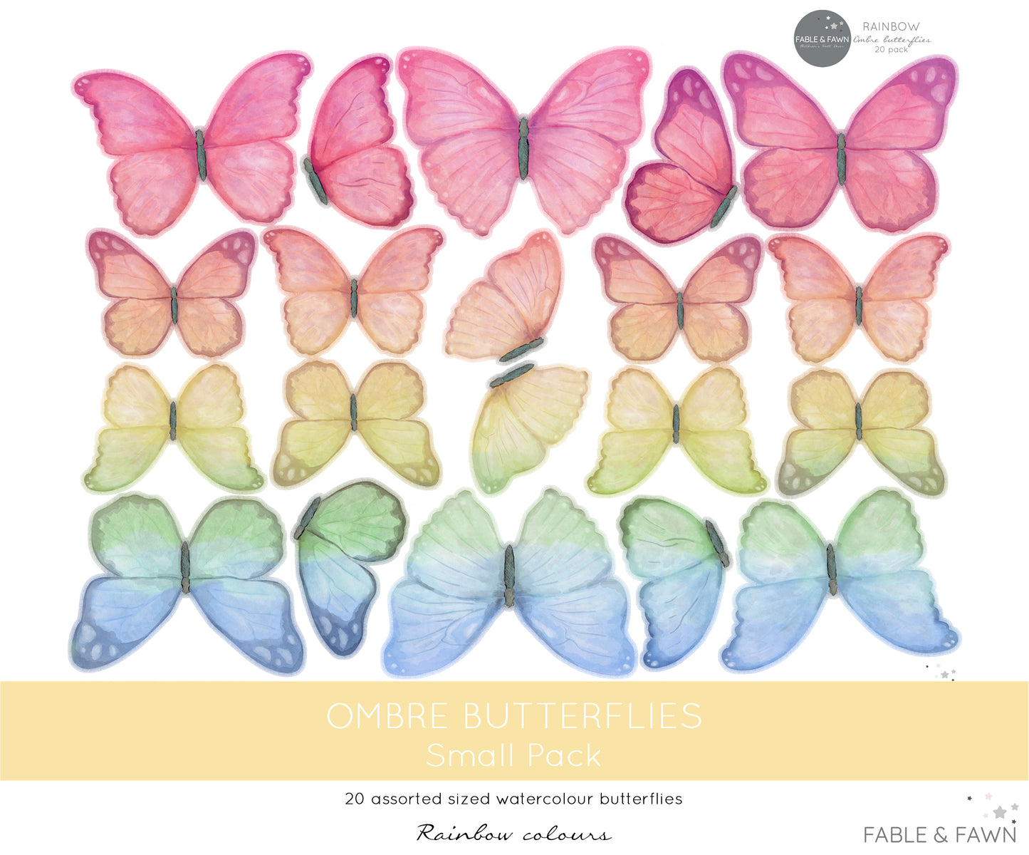 Butterfly Rainbow Wall Decals - Wall Decals - Fable and Fawn