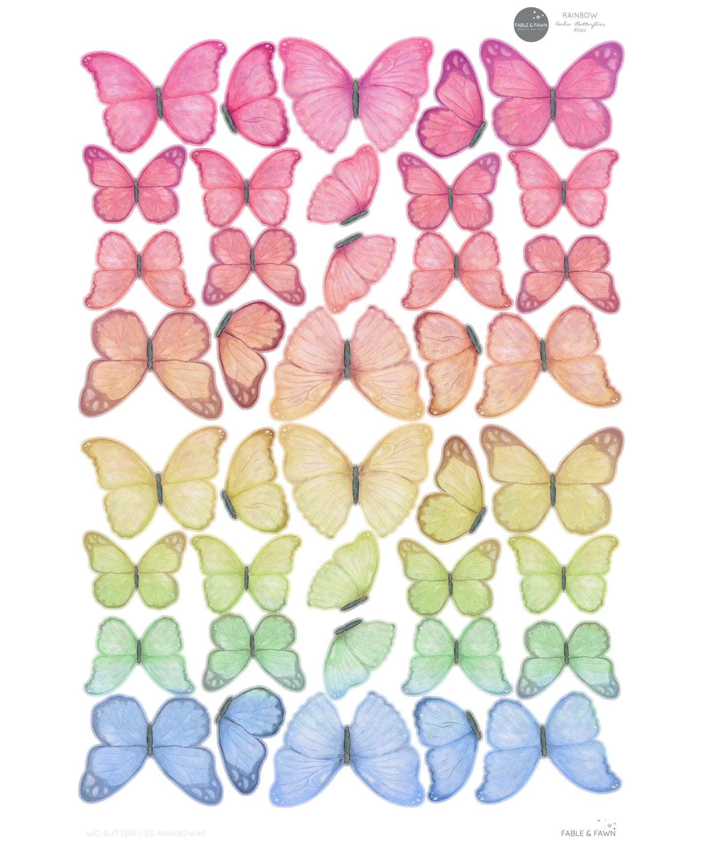 Butterfly Rainbow Wall Decals - Wall Decals - Fable and Fawn