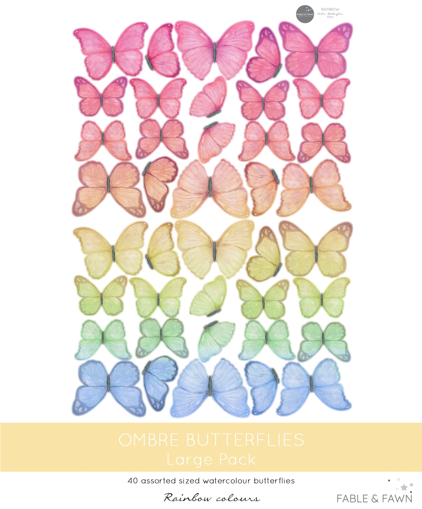 Butterfly Rainbow Wall Decals - Wall Decals - Fable and Fawn