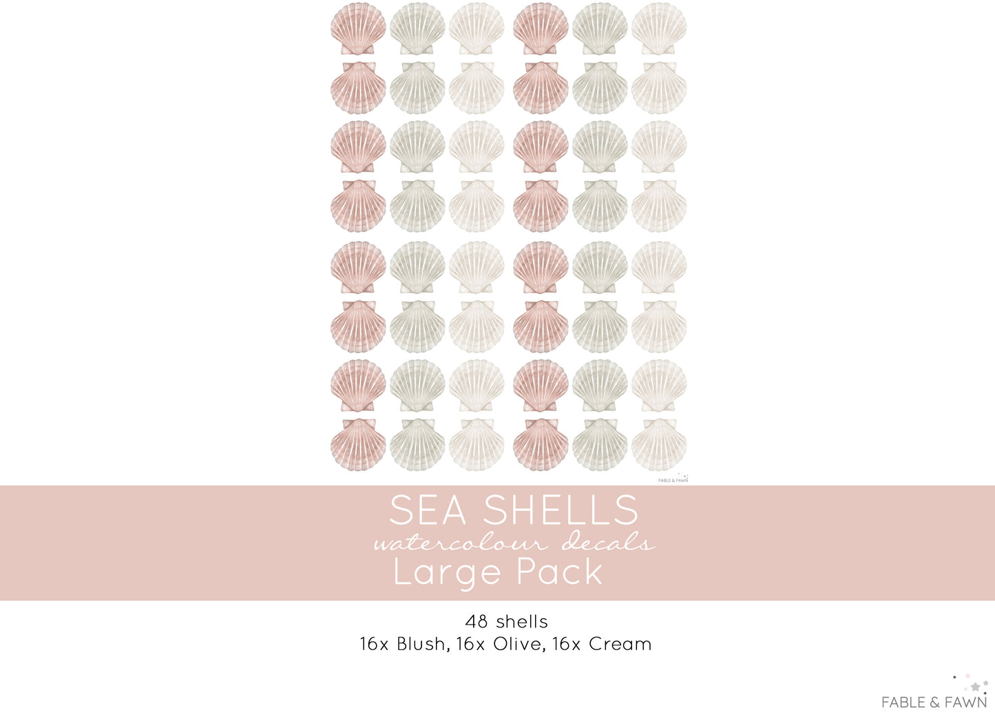 Seashell Wall Decals (Soft Olive) - Wall Decals - Fable and Fawn